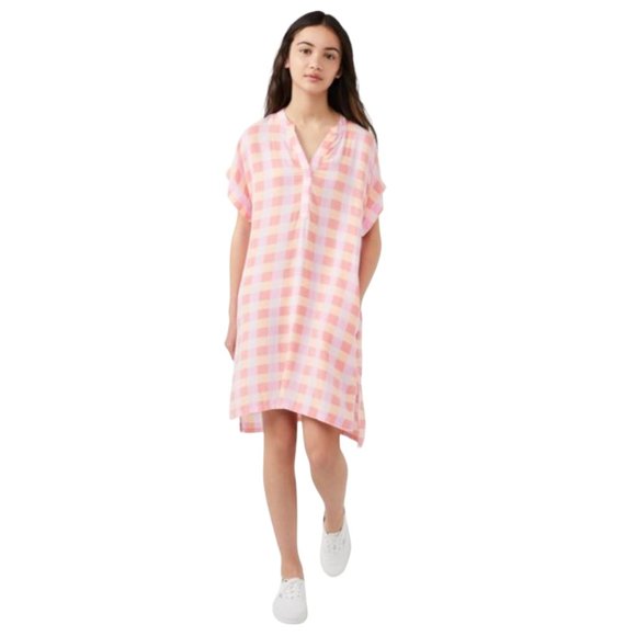 NWT Free Assembly Pink Check FA Caftan Tunic Dress, Girl's size M (7/8) - Picture 1 of 8